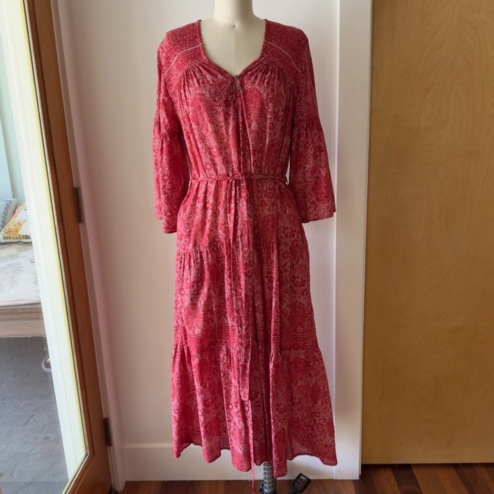 NWOT Xirena Morgan Floral Bandana Print Lightweight Midi Dress-Red Flag-Sz XS
